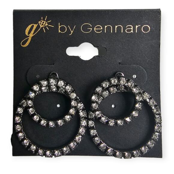 Gennaro Fashion Earrings with Faux Diamonds - New - Picture 1 of 1